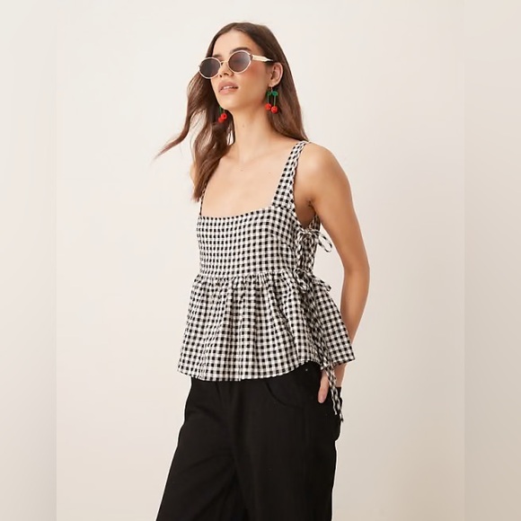 ASOS DESIGN tie side babydoll tank top - Picture 1 of 8